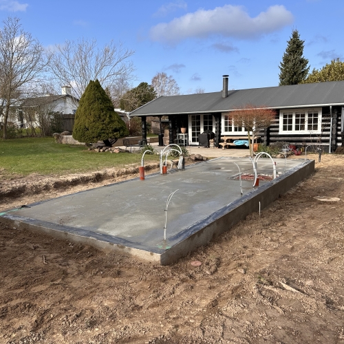 støbning af fundament til anneks