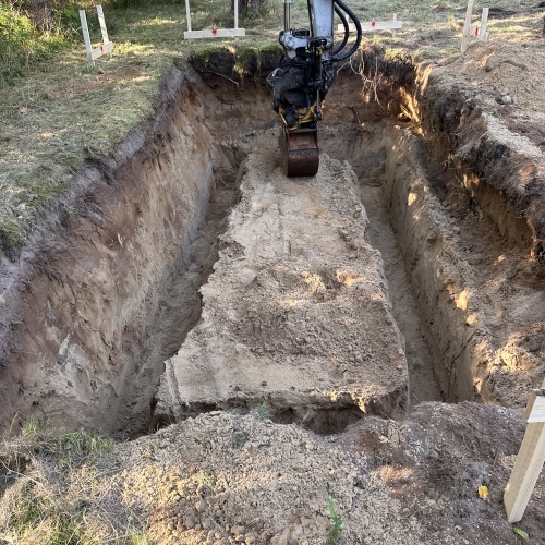 udgravning før støbning af fundament